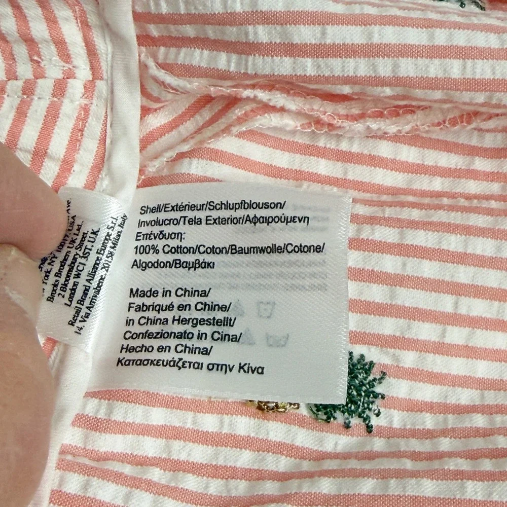BROOKS BROTHERS Country Club Pink Seersucker Pineapple‎ Wrap Skirt Prep Size 6